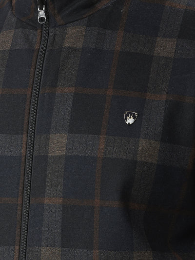 Black Checked Sleeveless Reversible Jacket