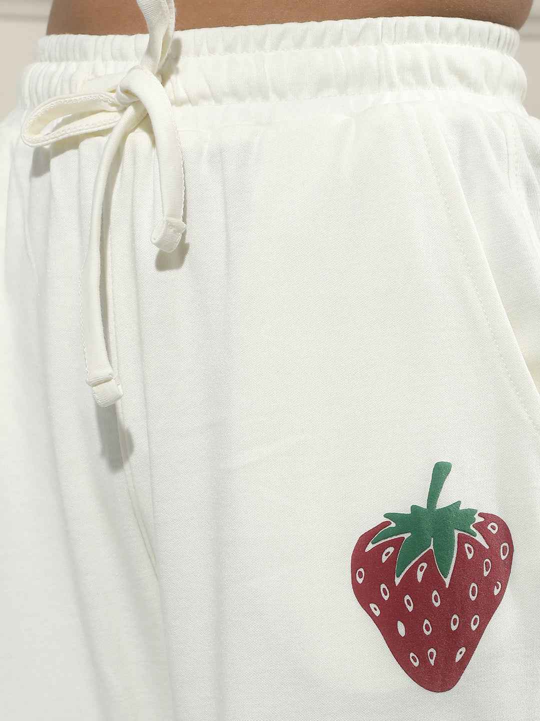 Graphic Print Off White Trackpants