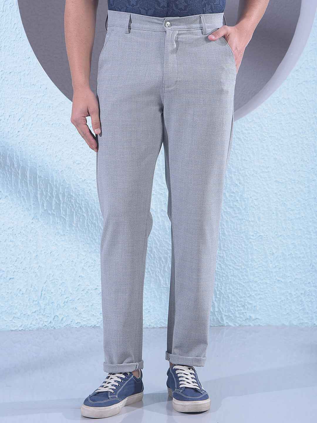 Grey Checked Trousers