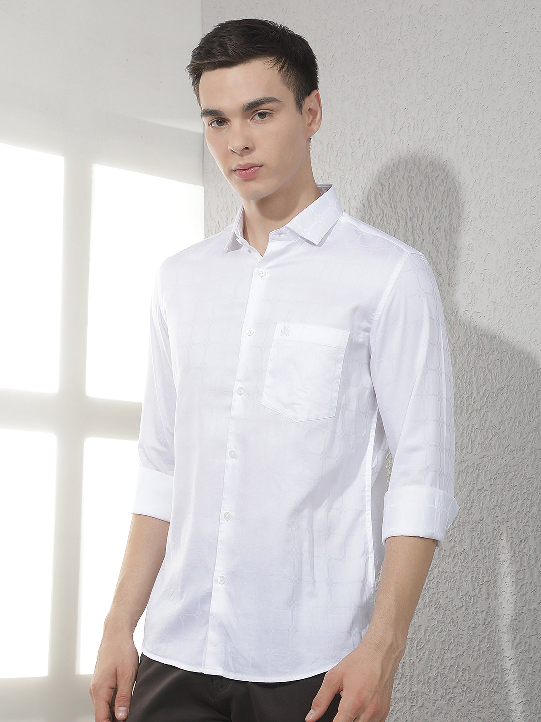 Essential Pearl White Jacquard Shirt