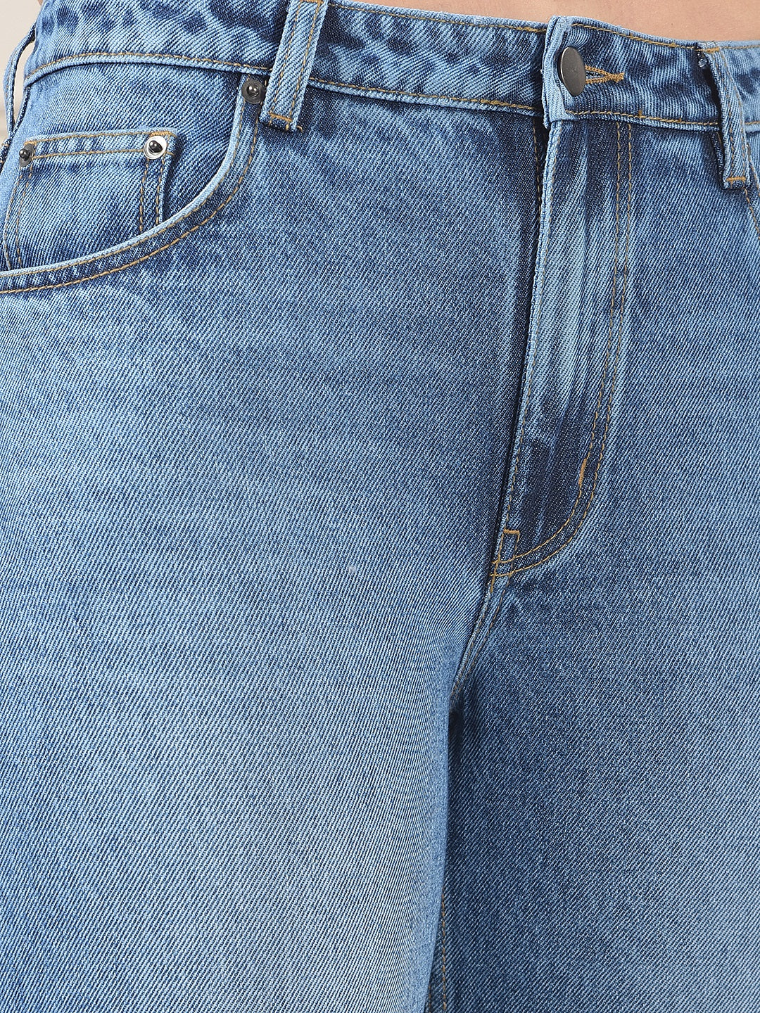Blue 100% Cotton Straight Jeans