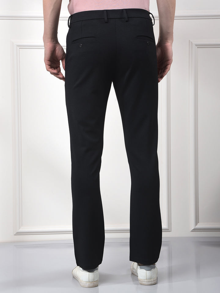 Navy Blue Printed Knitted Trousers