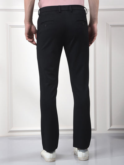 Navy Blue Printed Knitted Trousers