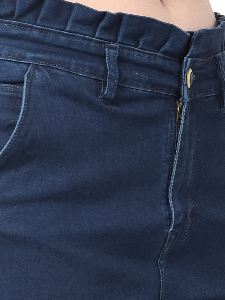 Blue High-Waist Jeans-Women Jeans-Crimsoune Club