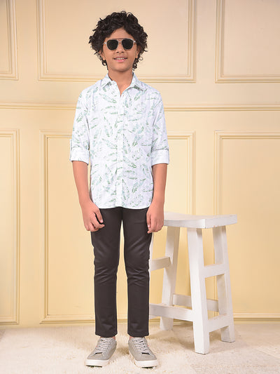 Green Floral Print 100% Cotton Shirt