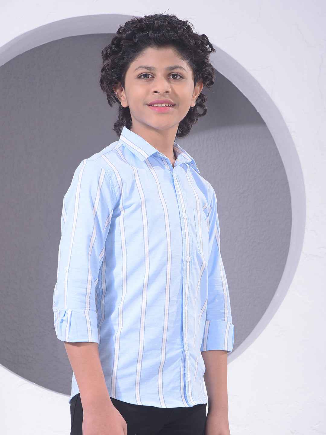Blue Vertical Stripes 100% Cotton Shirt