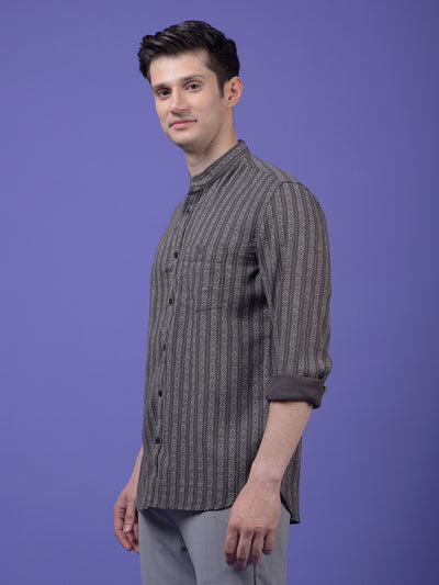 Grey Vertical Stripes Shirt