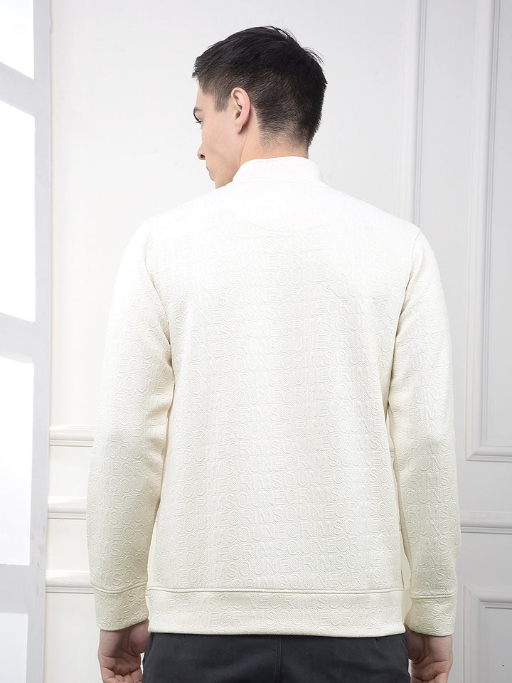 Cream Embossed Polo Sweatshirt
