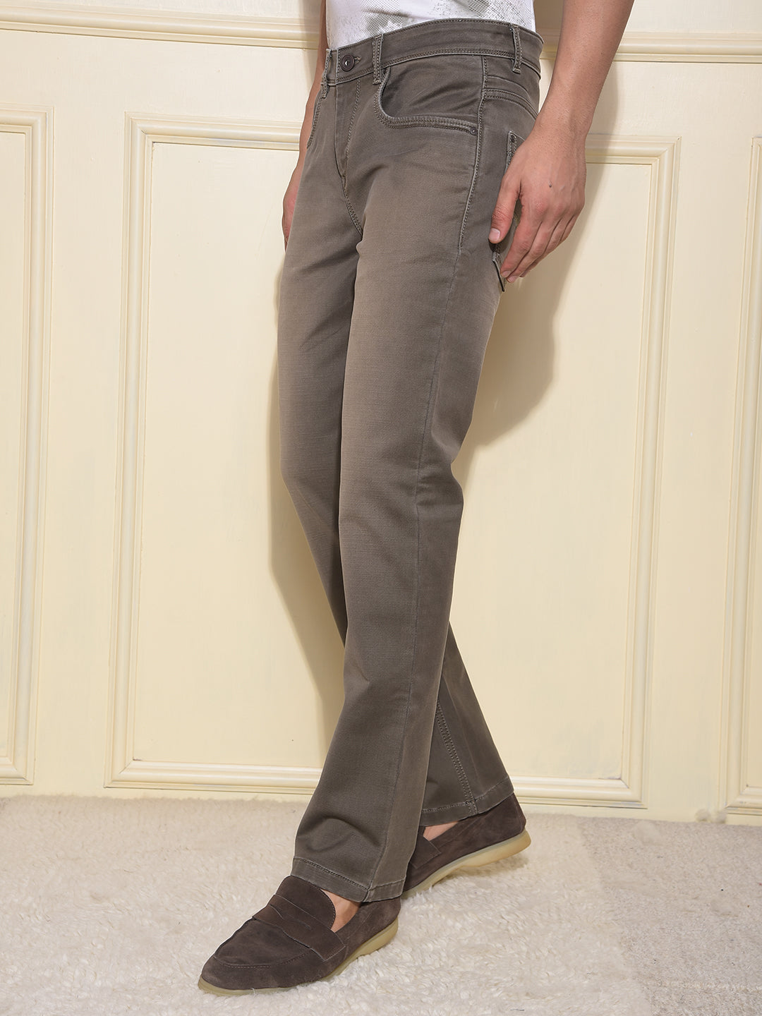 Edgy Brown Straight Jeans