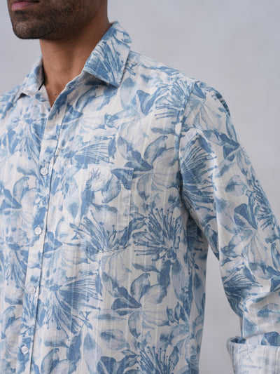 Blue Floral Print Shirt