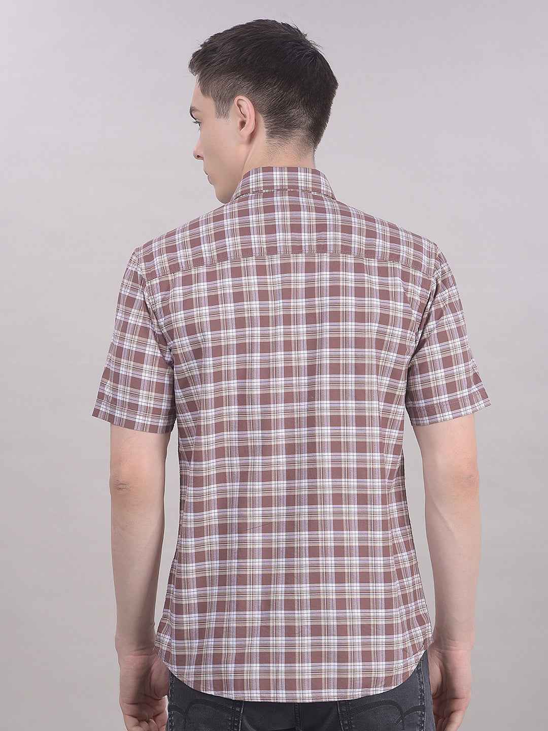 100% Cotton Brown Checked Shirt