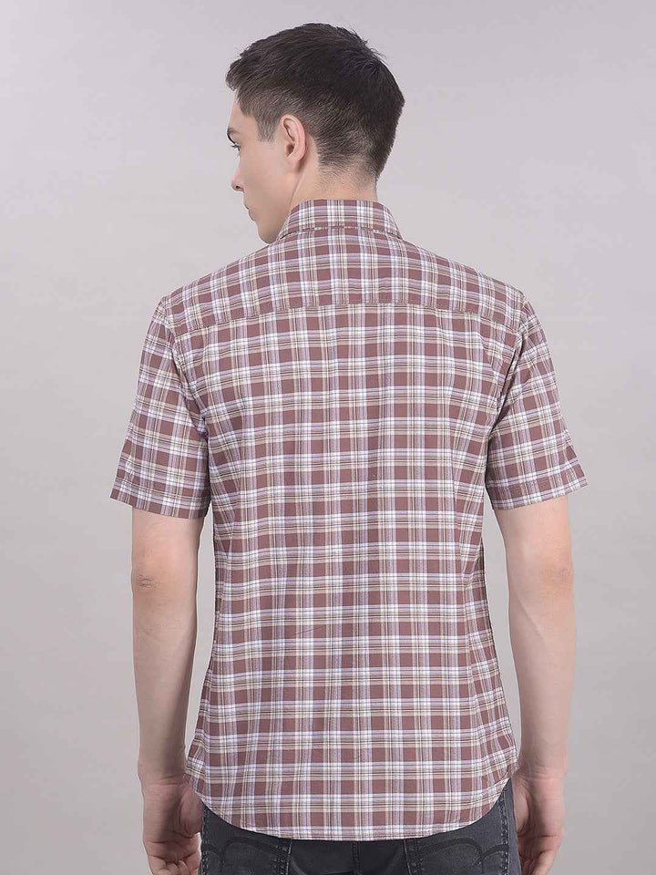 100% Cotton Brown Checked Shirt