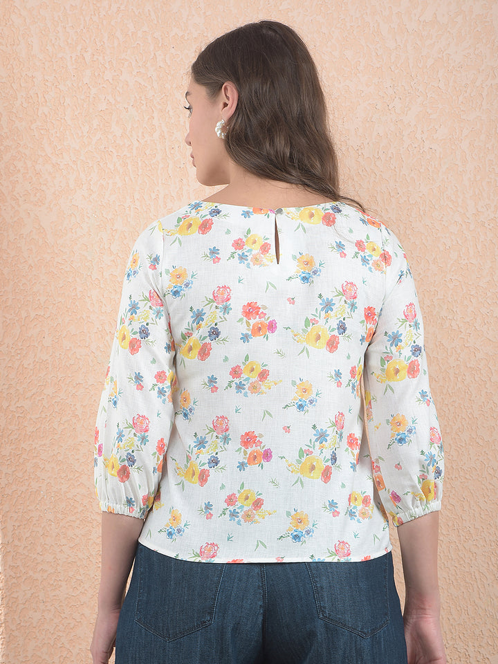 Yellow Floral Print Top