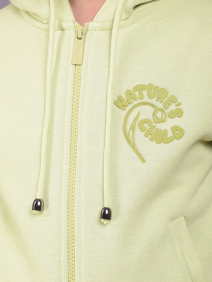 Green Hooded Neck Sweatshirt