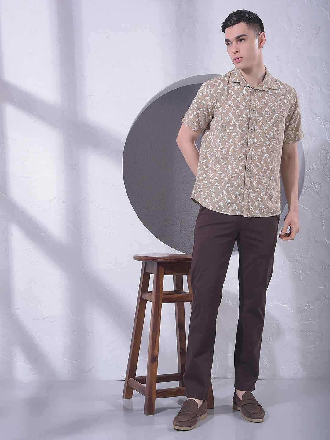 Brown Floral Print Shirt