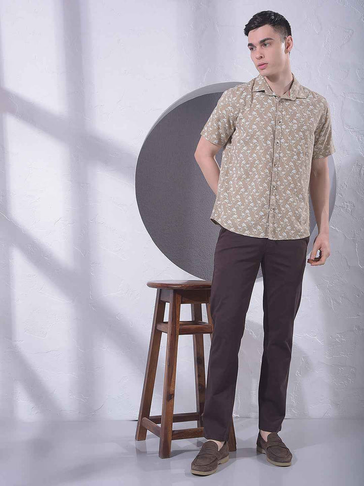 Brown Floral Print Shirt
