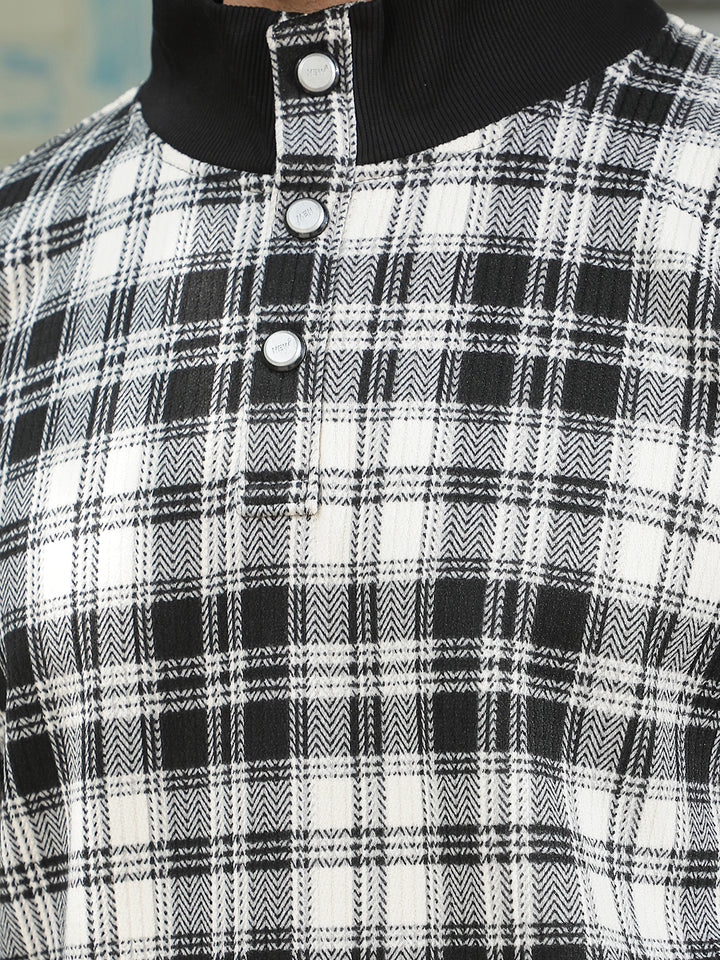 Black Checked High Neck Sweatshirt