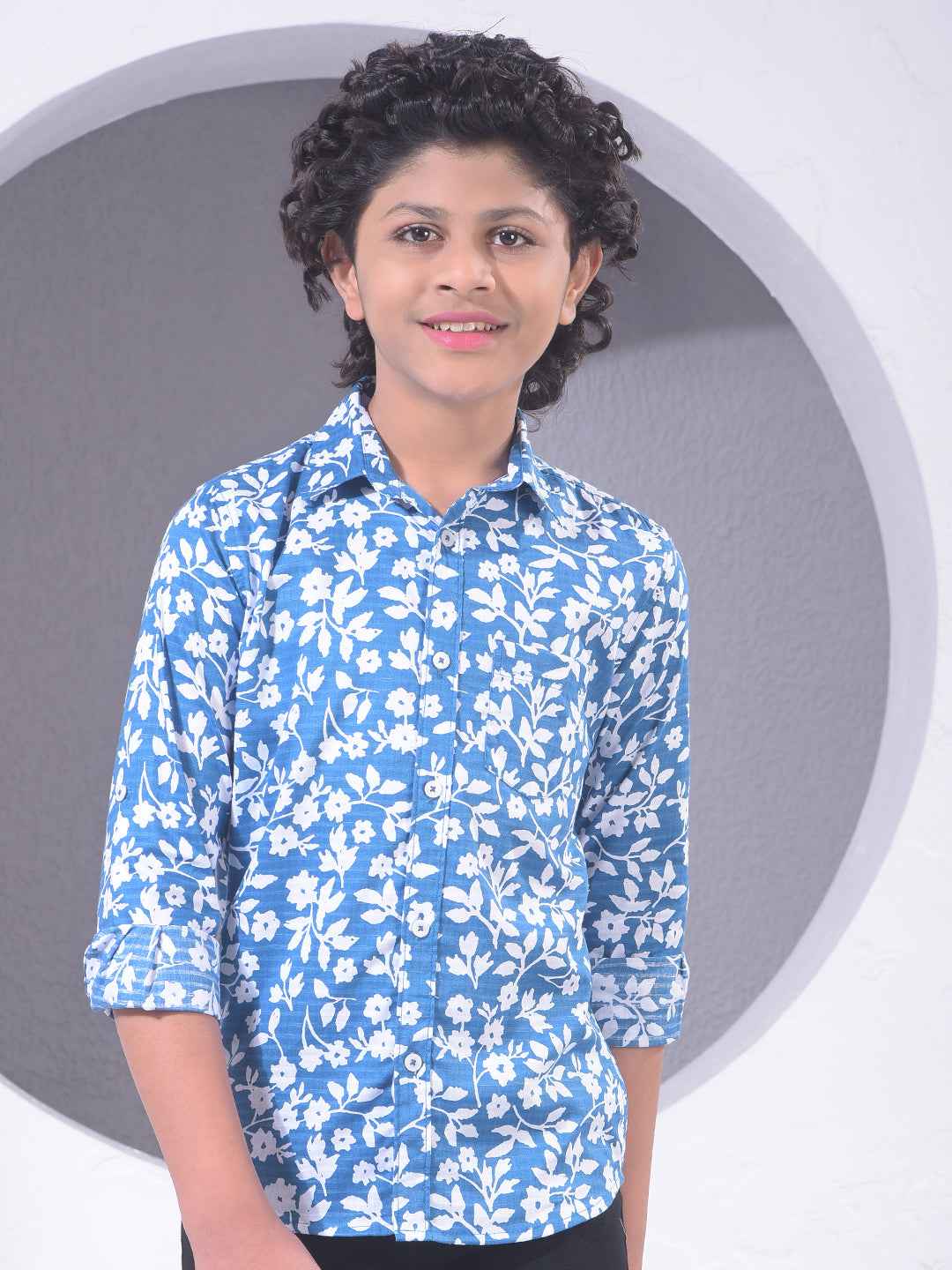 Blue Floral Print Shirt