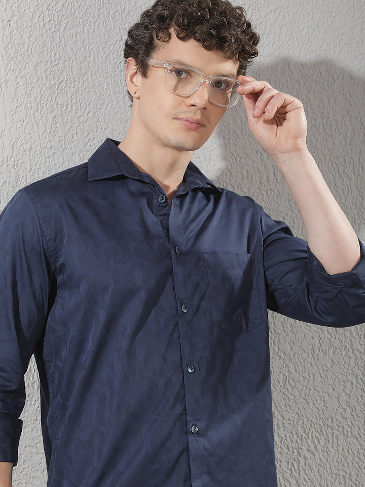 Navy Blue Printed Shirt