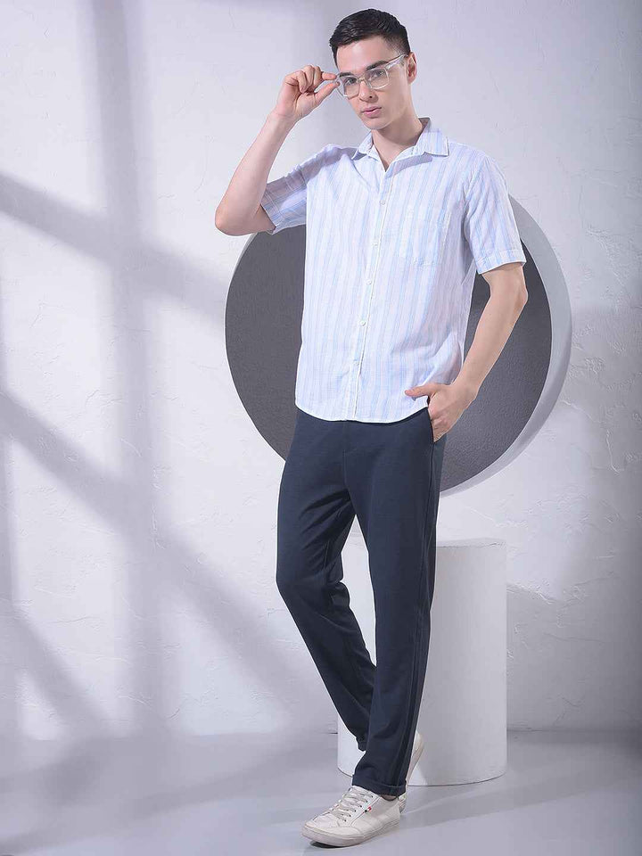 White Vertical Striped 100% Cotton Shirt