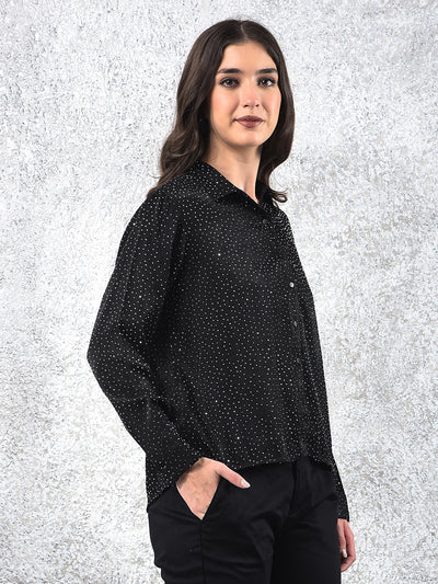 Black Embellished Sparkle Shirt