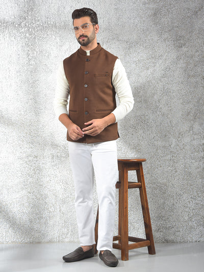 Brown Jacquard Waist Coat