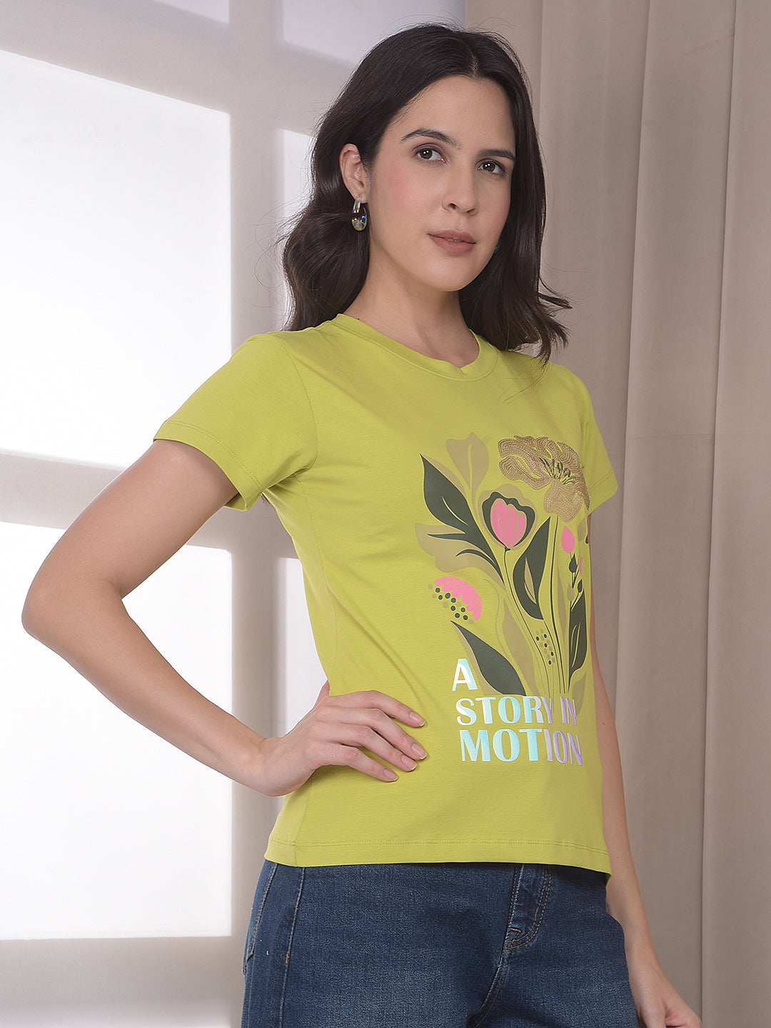 Green Floral Print T-Shirt