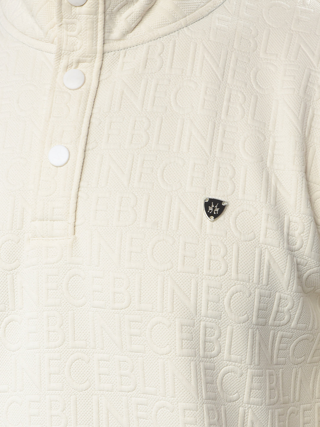 Cream Embossed Polo Sweatshirt
