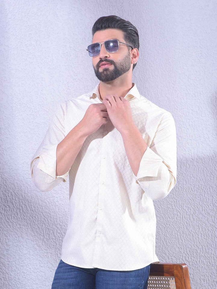 Yellow Printed 100% Cotton Shirt