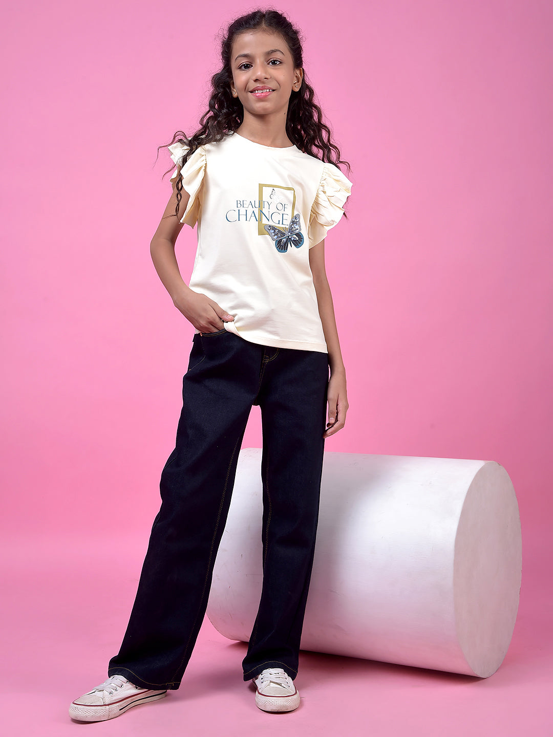 Cream Graphic Print T-Shirt