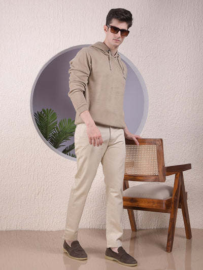 Beige Graphic Print Hooded Neck Sweatshirt