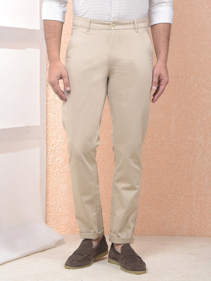 Beige Slim Comfort Trousers