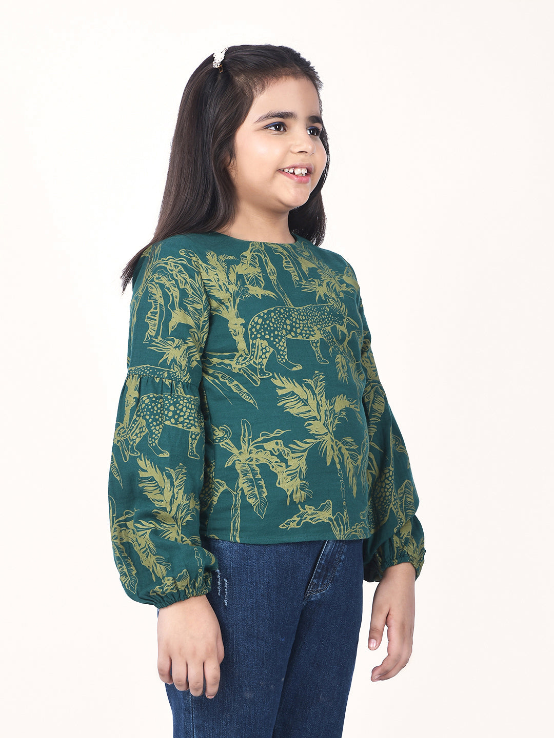 Green Printed 100% Cotton Top