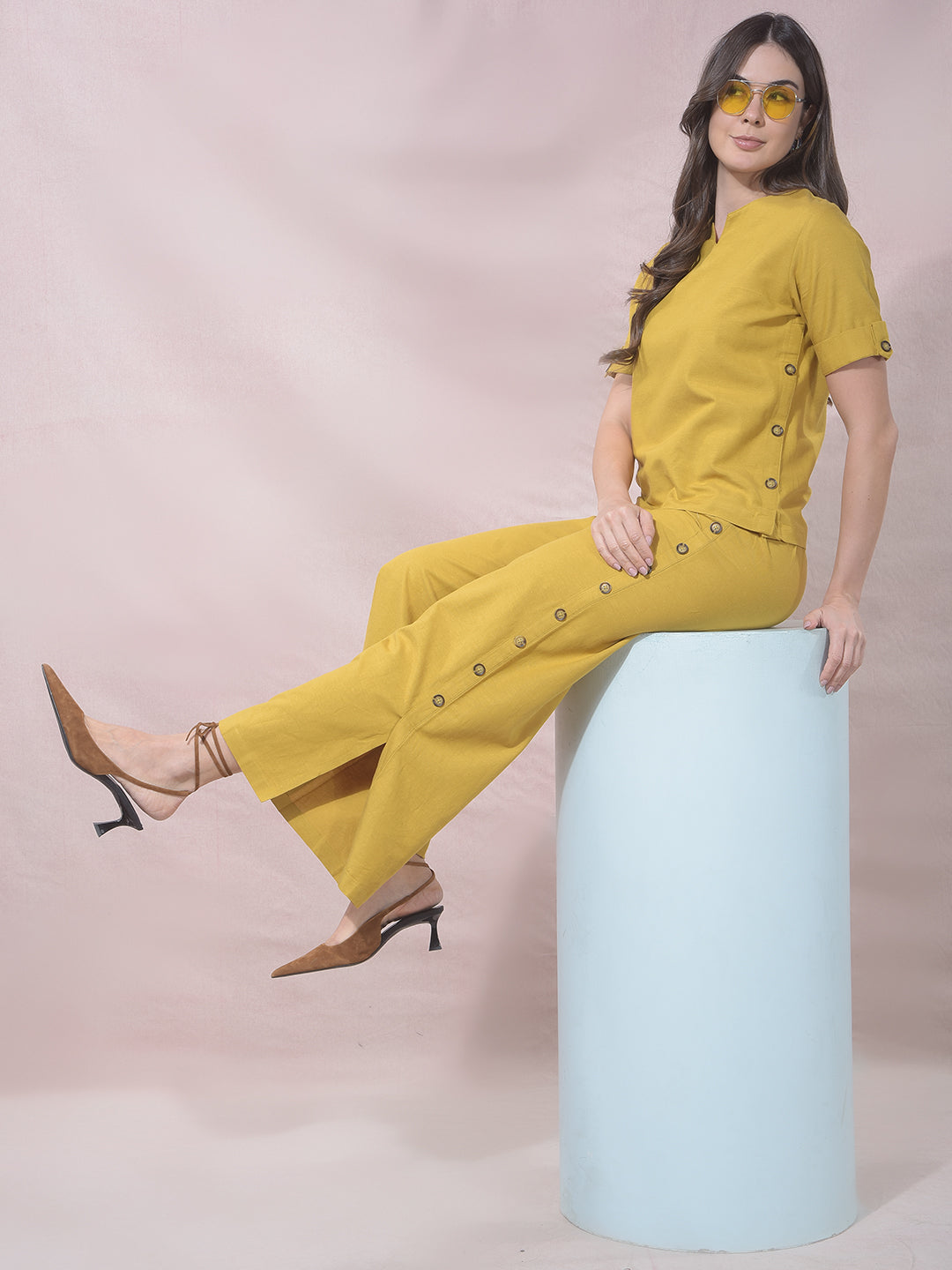 OrbitMustard V-Neck Top