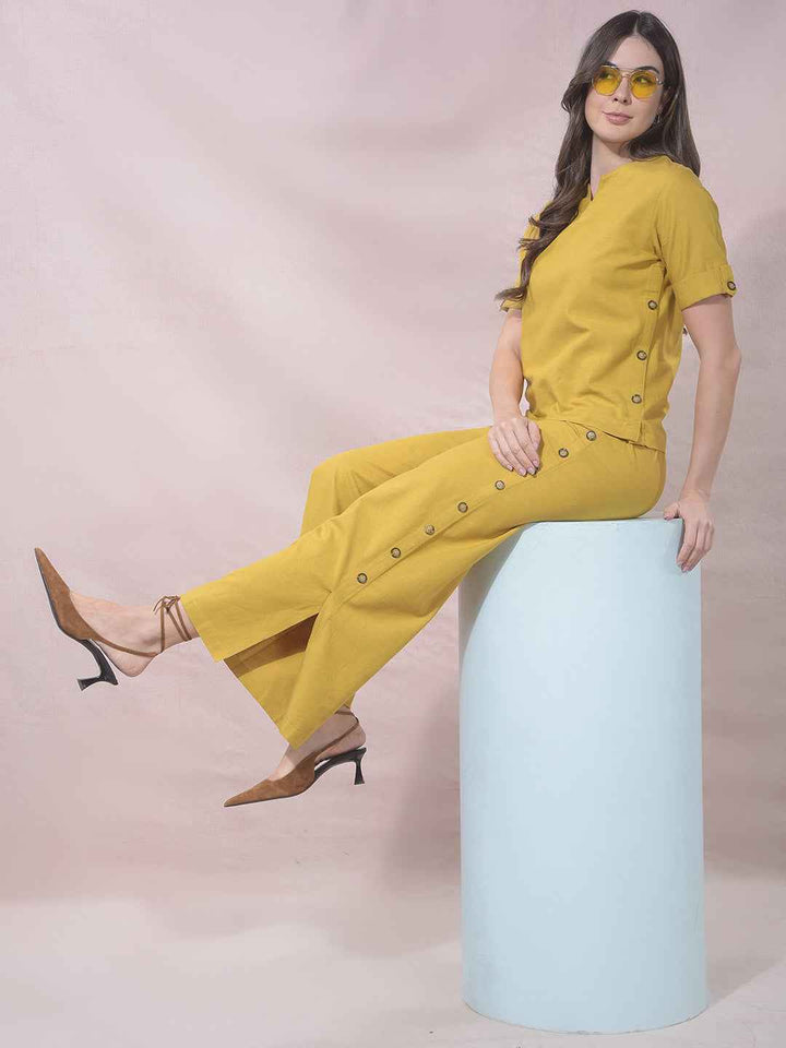 OrbitMustard V-Neck Top