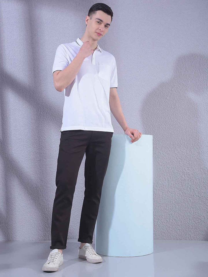 White Polo Neck T-Shirt