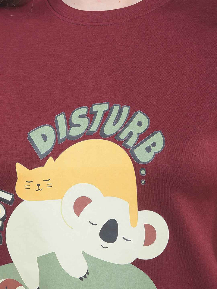 Maroon Graphic Print T-Shirt