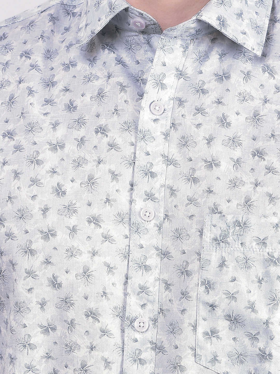 Blue Floral Print Shirt-Men Shirts-Crimsoune Club