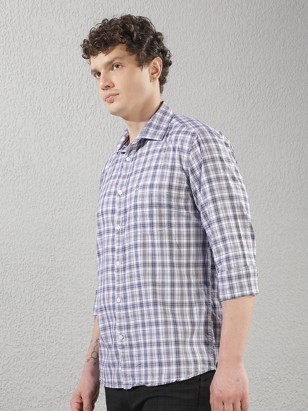 Purple 100% Cotton Checked Shirt