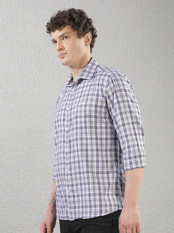 Purple 100% Cotton Checked Shirt