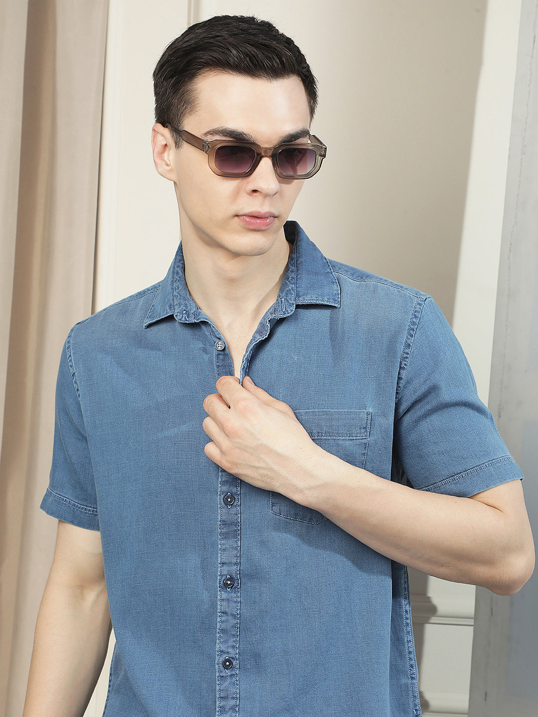 Blue 100% Cotton Denim Shirt