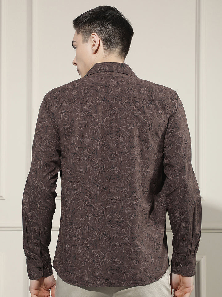 Brown Floral Print Shirt
