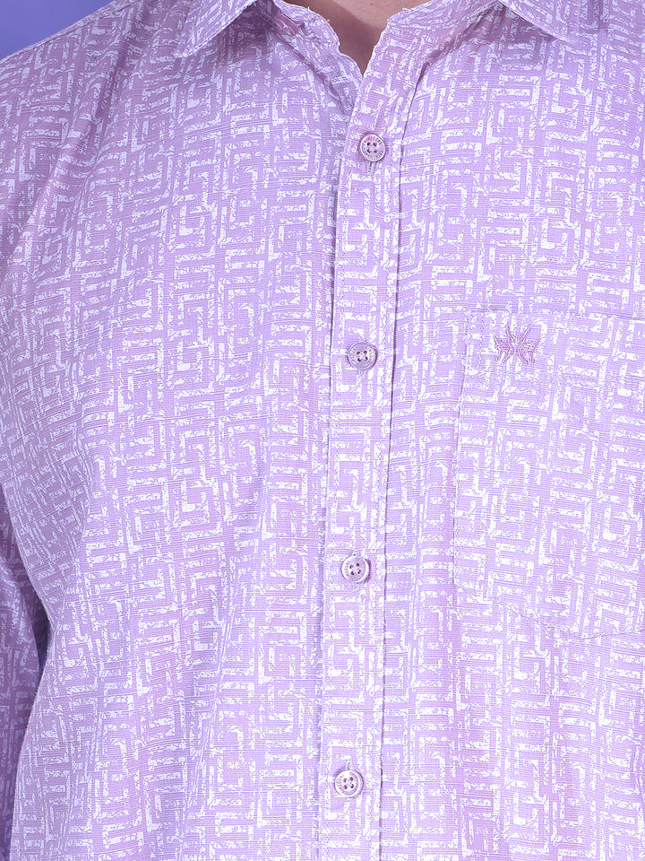 Refined Purple Textured Print Shirt