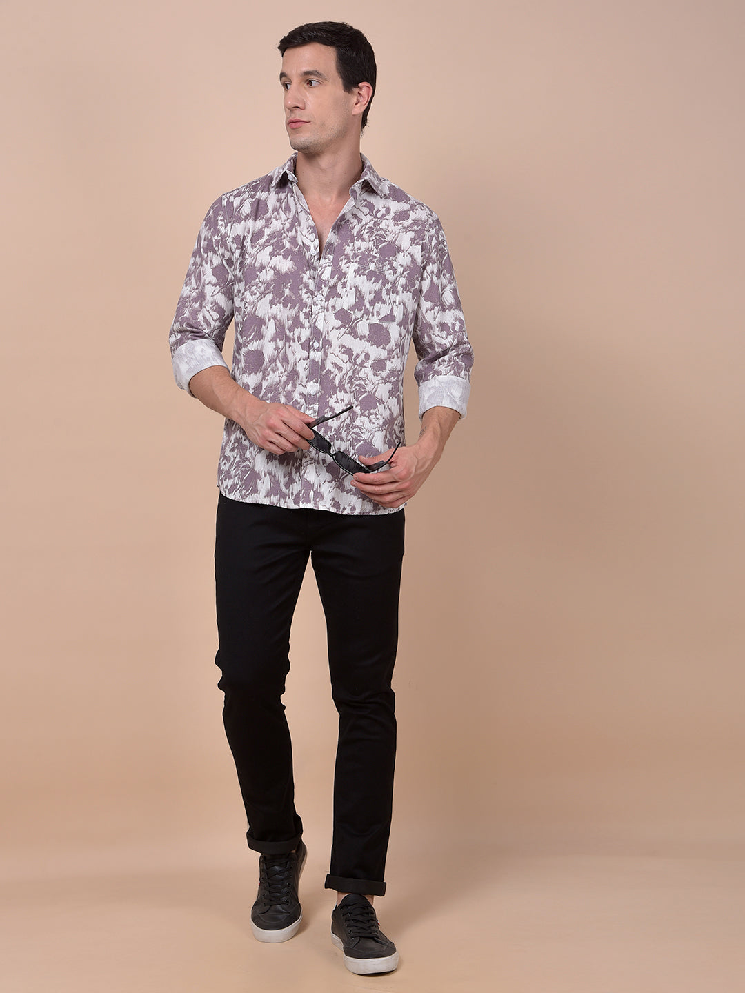 Purple Floral Print Shirt