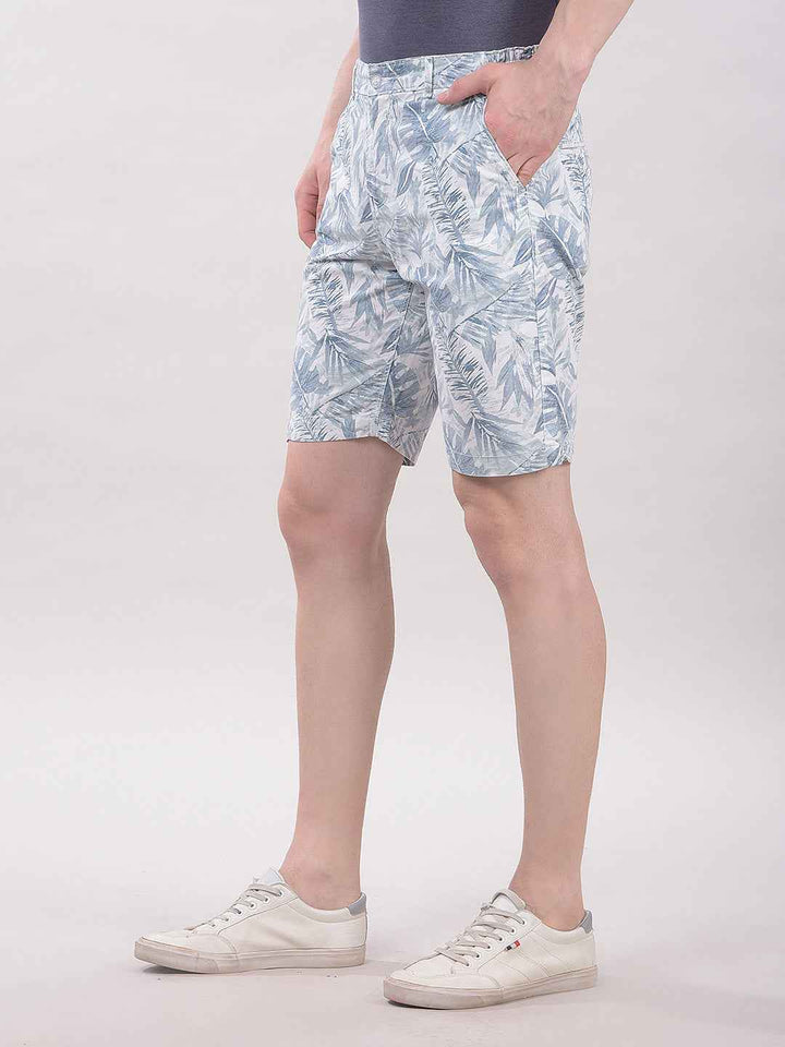 100% Cotton Blue Botanical Print Shorts