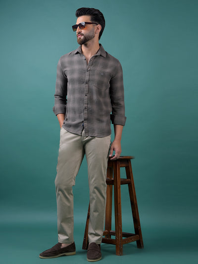 Beige Printed Trousers