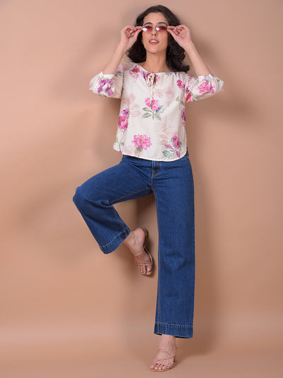 Blue Wide Leg 100% Cotton Jeans