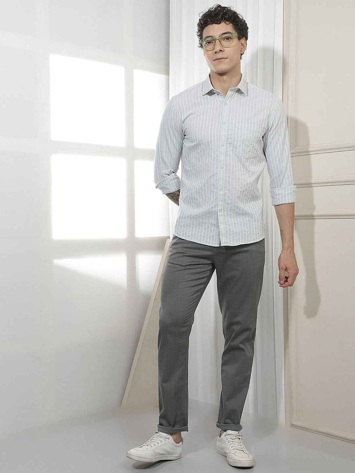Green Vertical Stripes Shirt