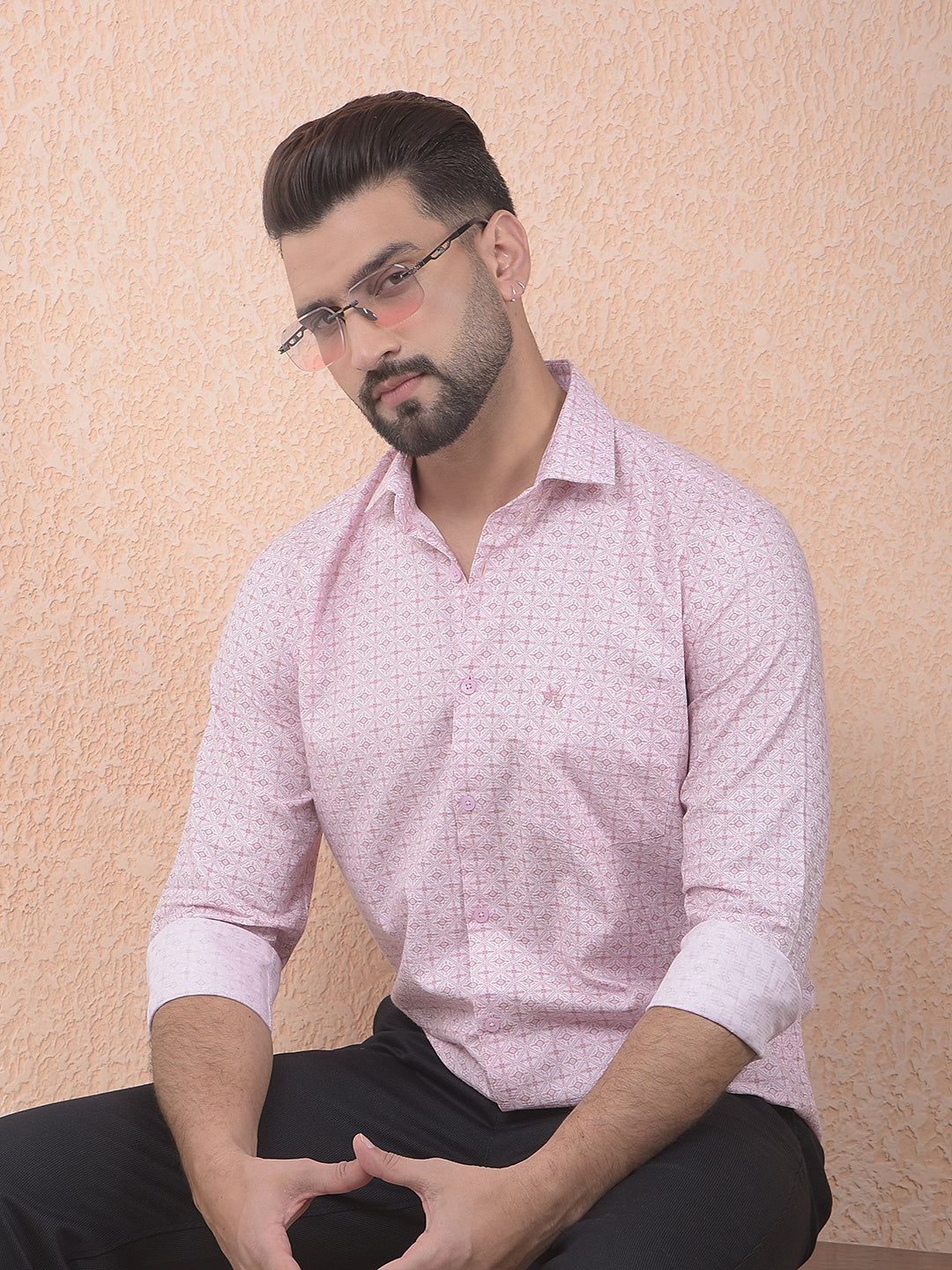 Pink Printed 100% Cotton Shirt