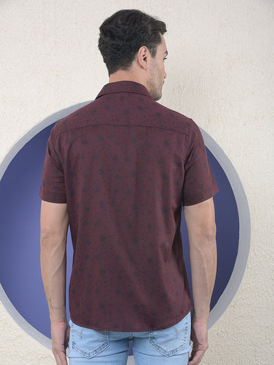 Wine Floral Printed Shirt